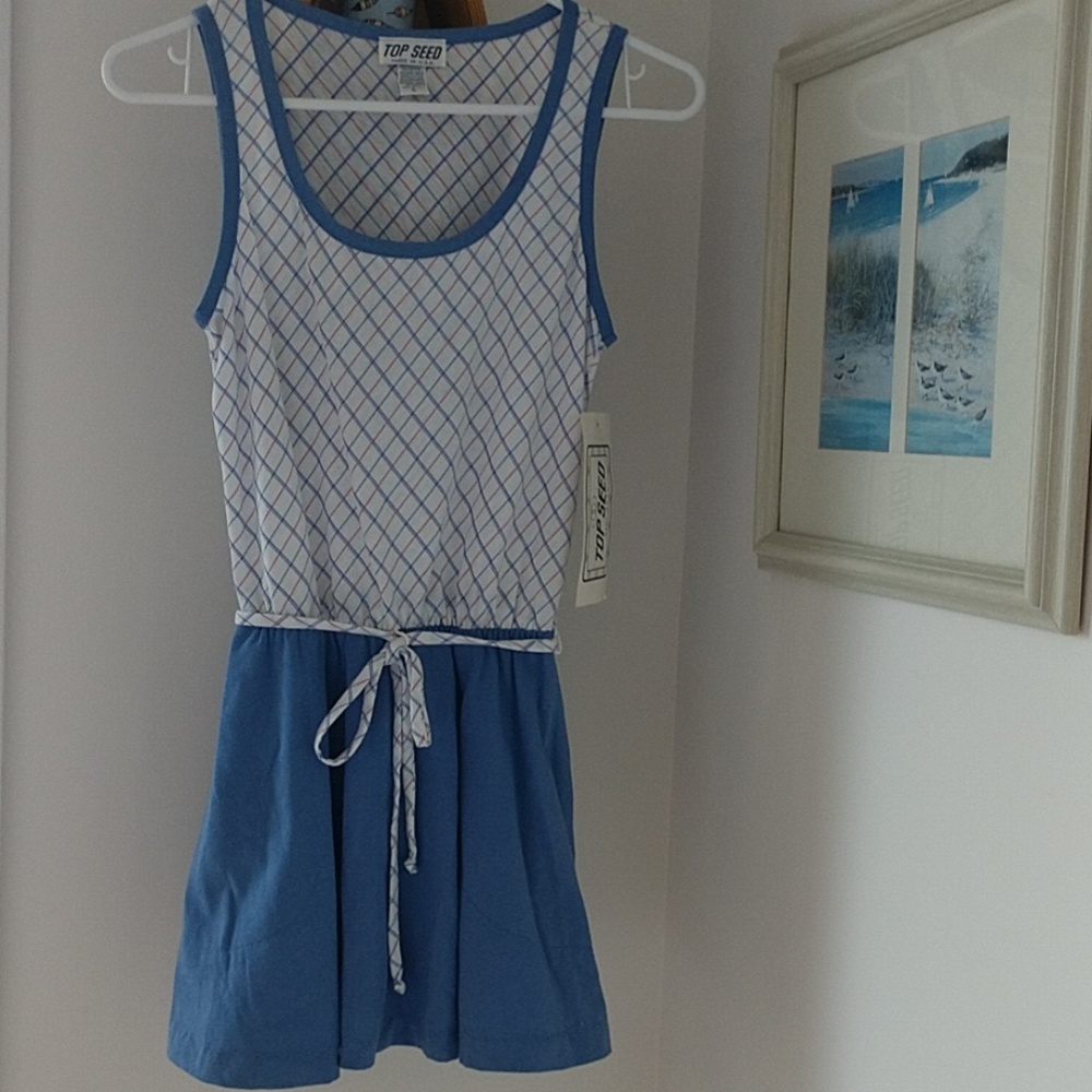 NEW Tennis Tunic Tank Top Sport Activewear Elastic Deep Pockets Top Seed Blue 6 - Picture 2 of 8